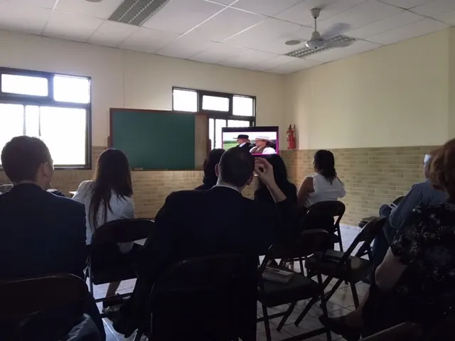 Sunday School class...watching a video.