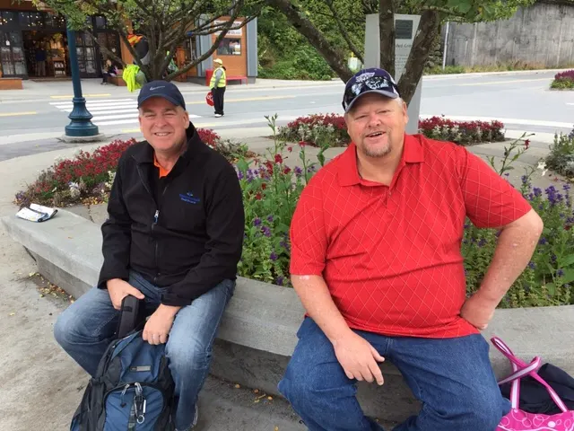 Tim and Jeff waiting for a ride......