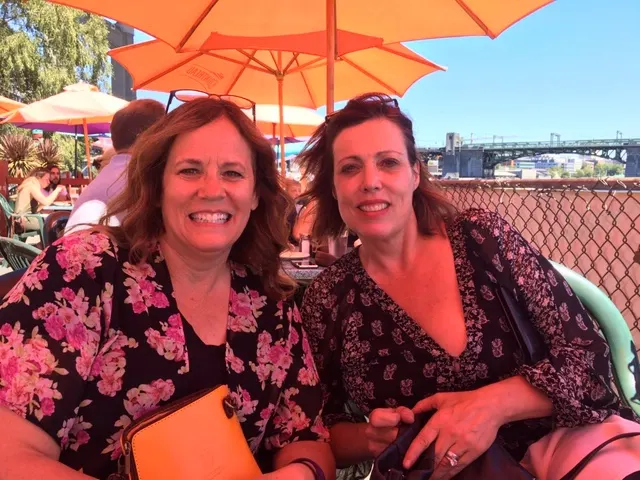 Laura and Denise on the water front for lunch....