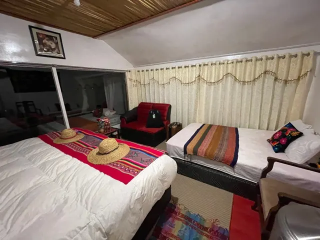 Our room on the floating island. It is nice sized and made up nicely.