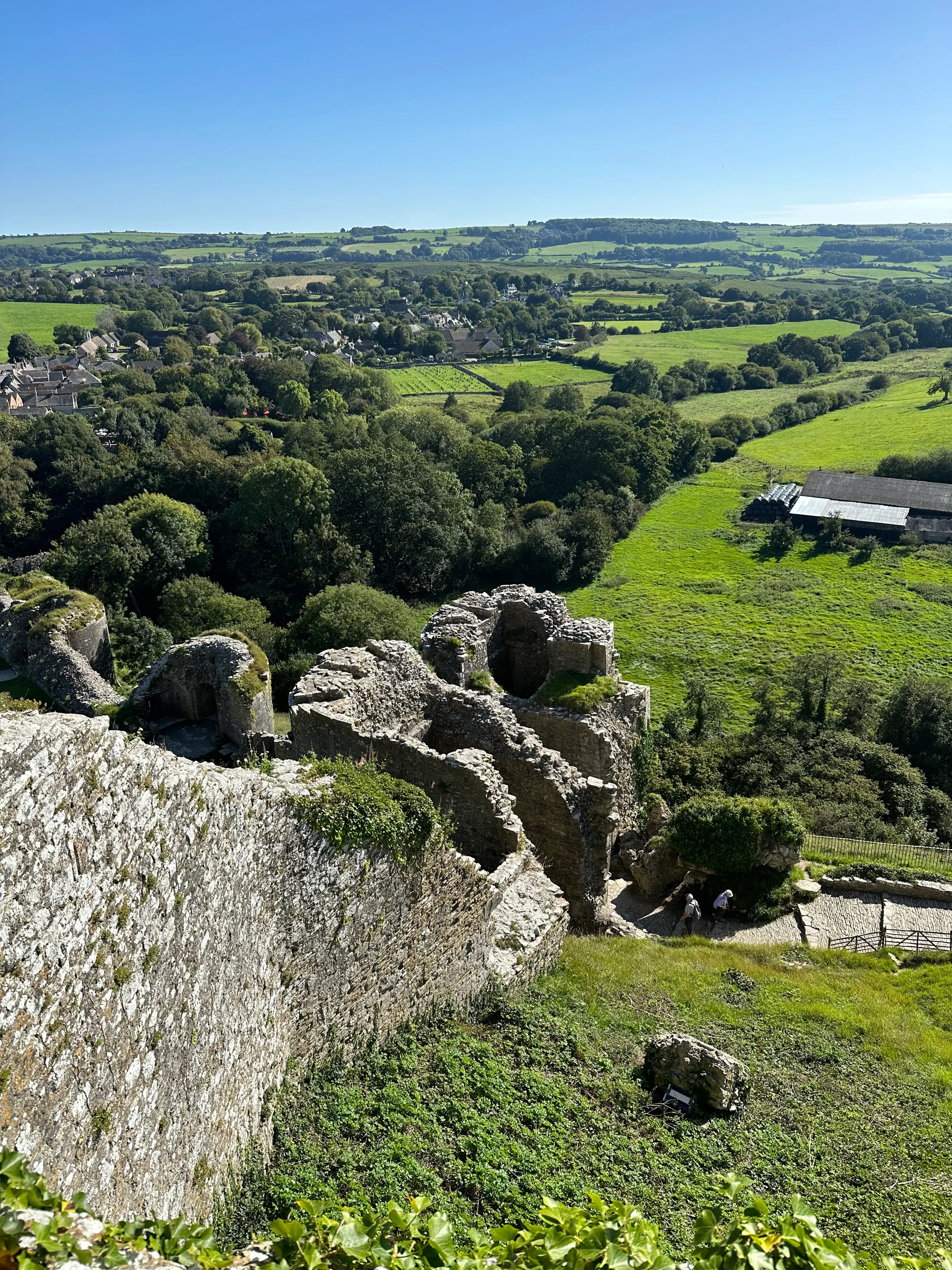 It was so pretty at Corfe Castle looking out into the valleys there.