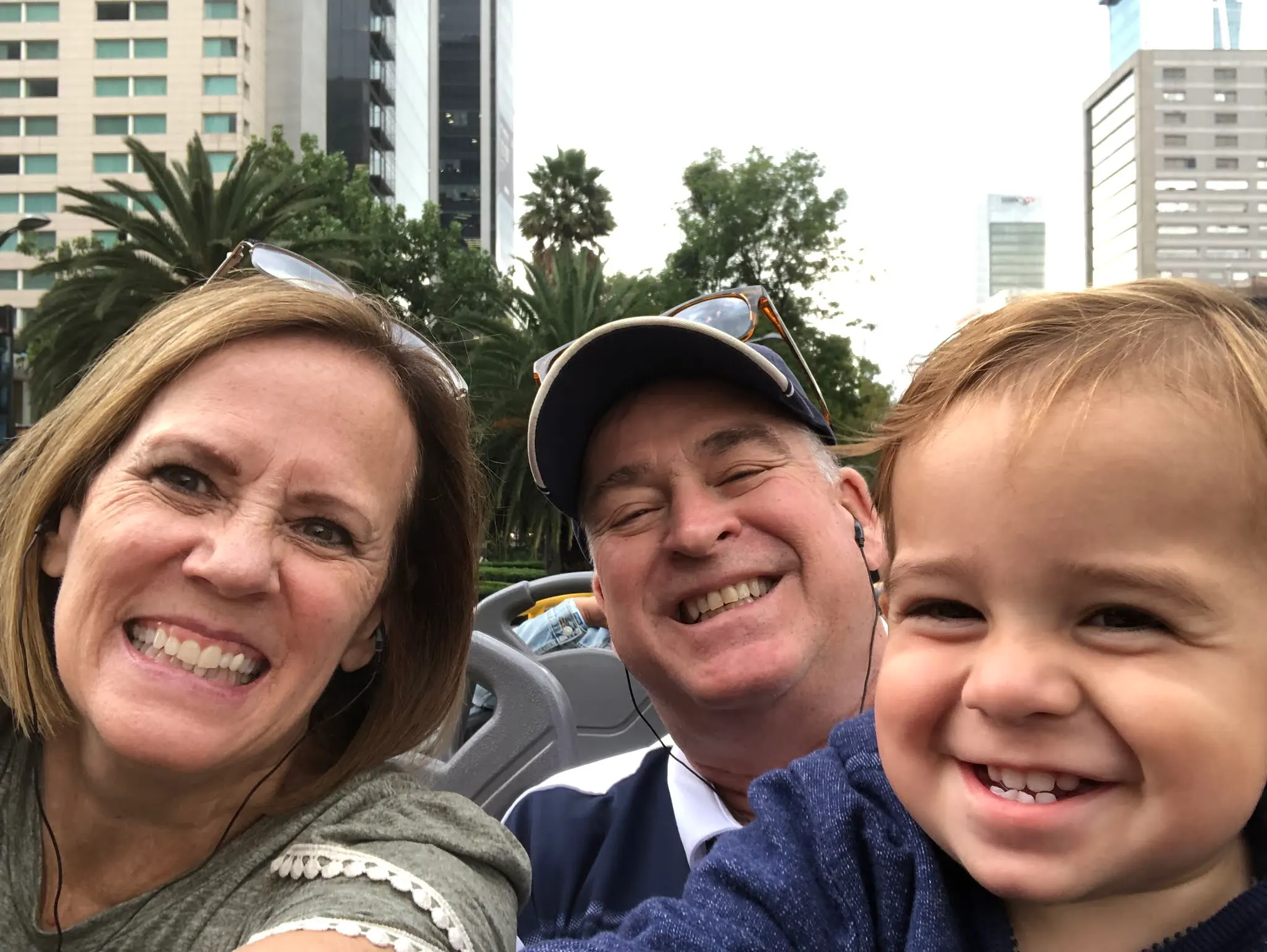 Having fun on the bus tour....