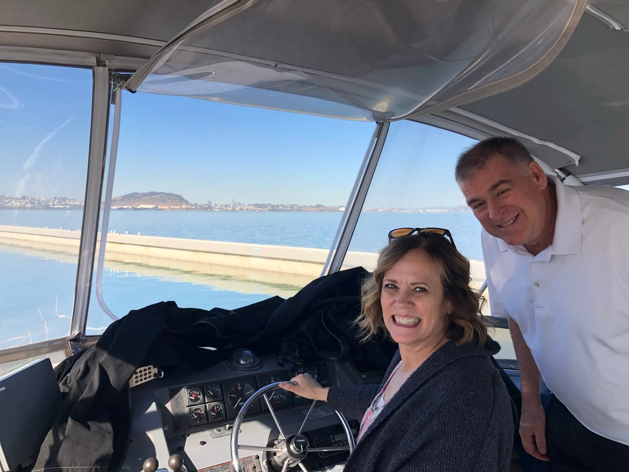 We hooked up with Denise’s sister in between flights. She owns a boat near the SFO airport. But this is her boyfriends boat. They are moored close to each other.
