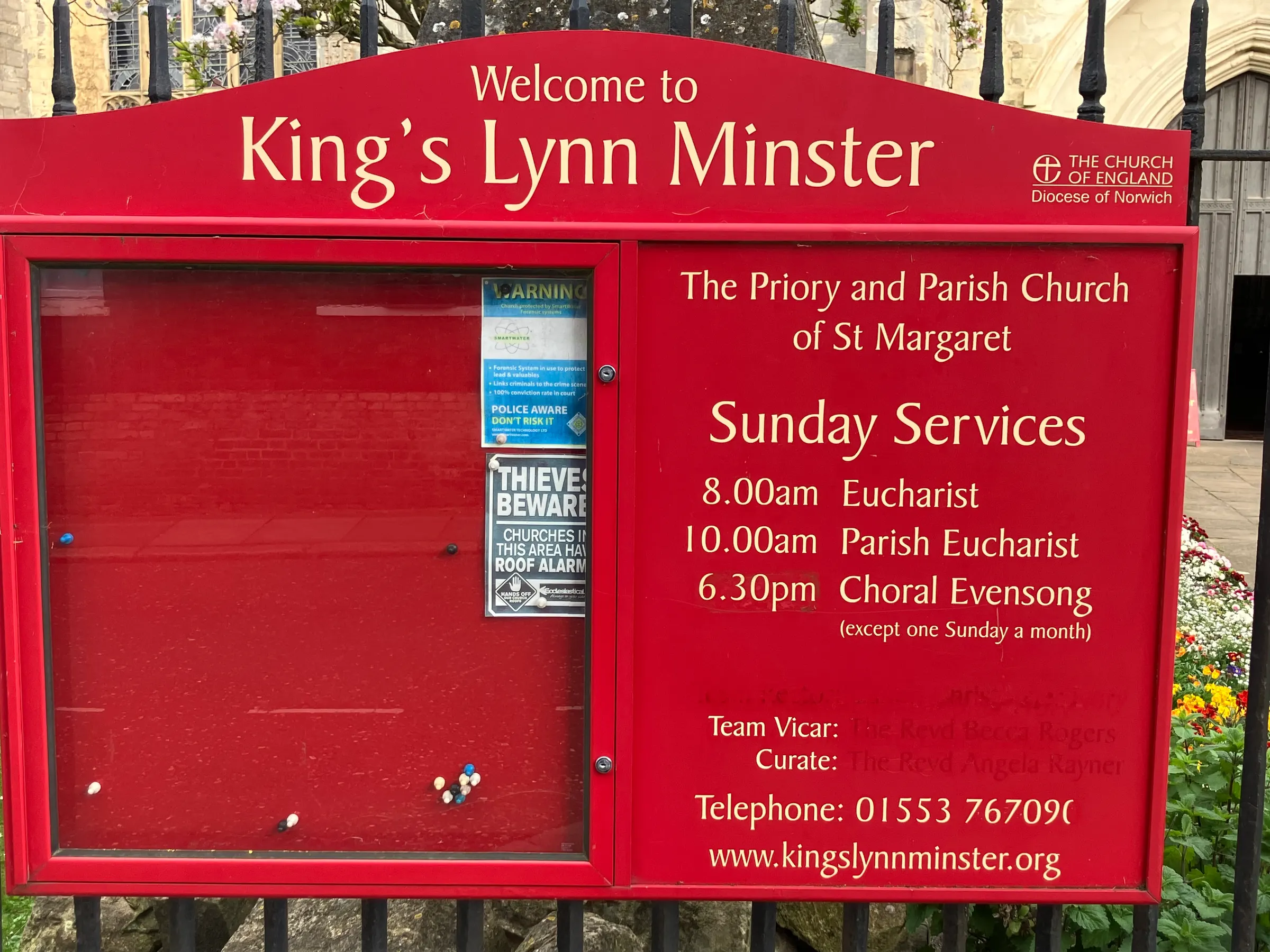 The sign outside King’s Lynn Minster.