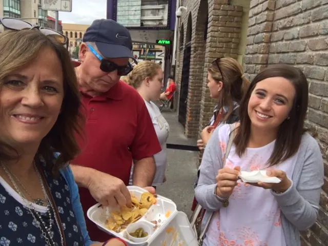 Nachos while waiting in line for Voodoo Doughnuts....