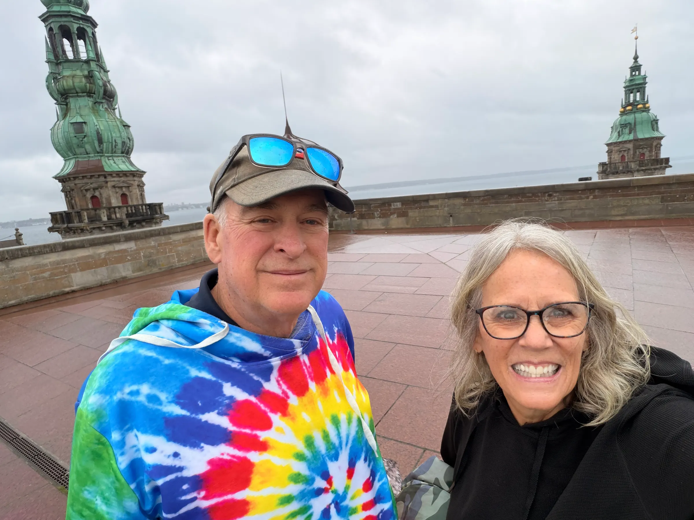 We climbed up 145 stairs to get this shot. We are on top of one of the towers in the Kronborg Castle.