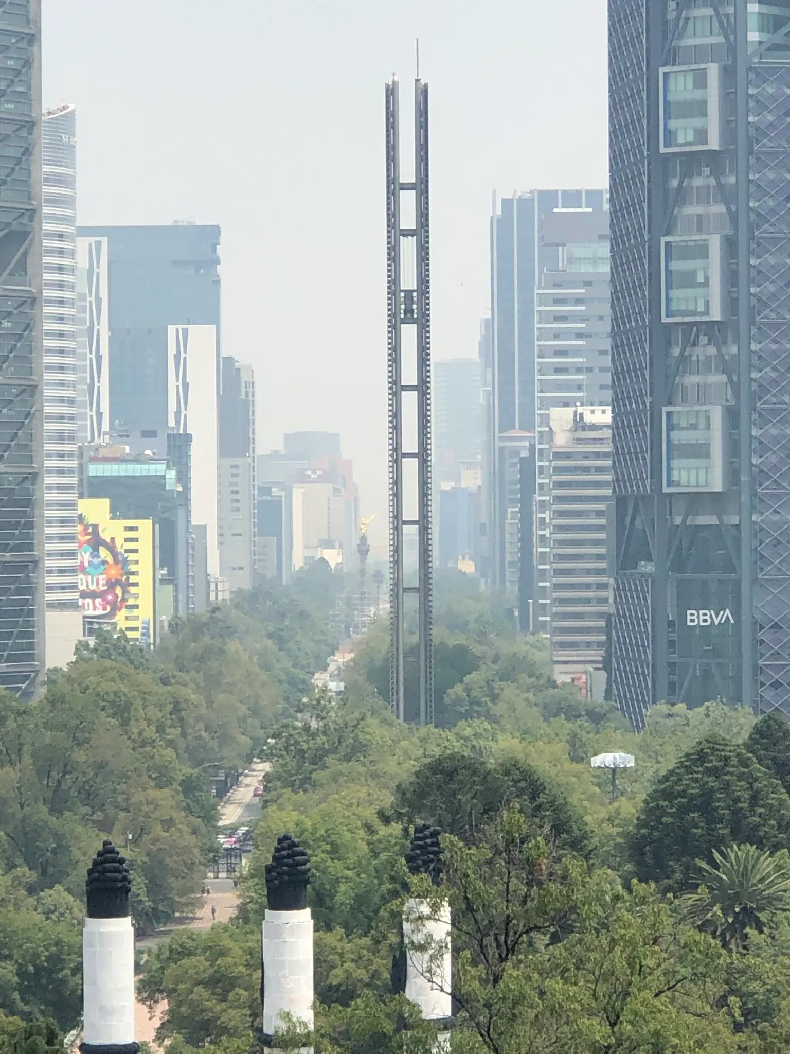 One of the odd structures in the city. Not sure what this was. But you can see the air quality. Mexico City has some of the worst air quality due to so many people here an the mountains surrounding.