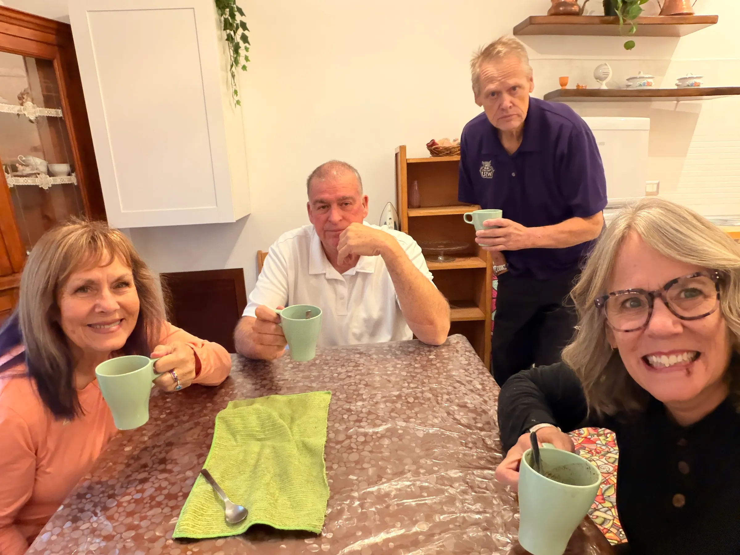 At some point, Denise whipped out the hot chocolate she has stolen over the years from hotels and we all had a quick cup of hot chocolate. Way to go Denise. It was worth the possibility of jail time.