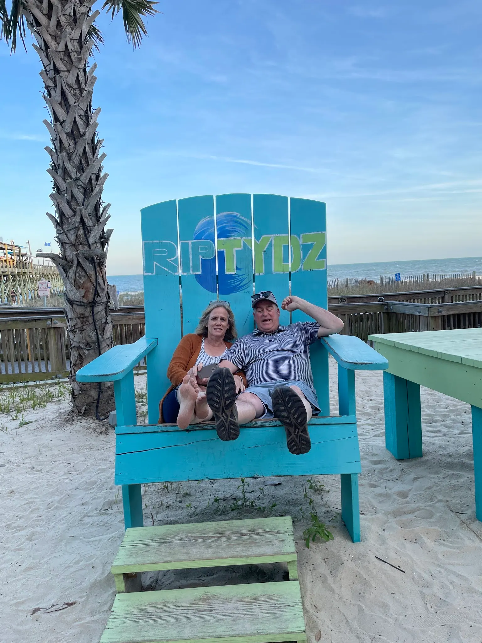 We finally look small....funny chairs on the boardwalk at Myrtle Beach.