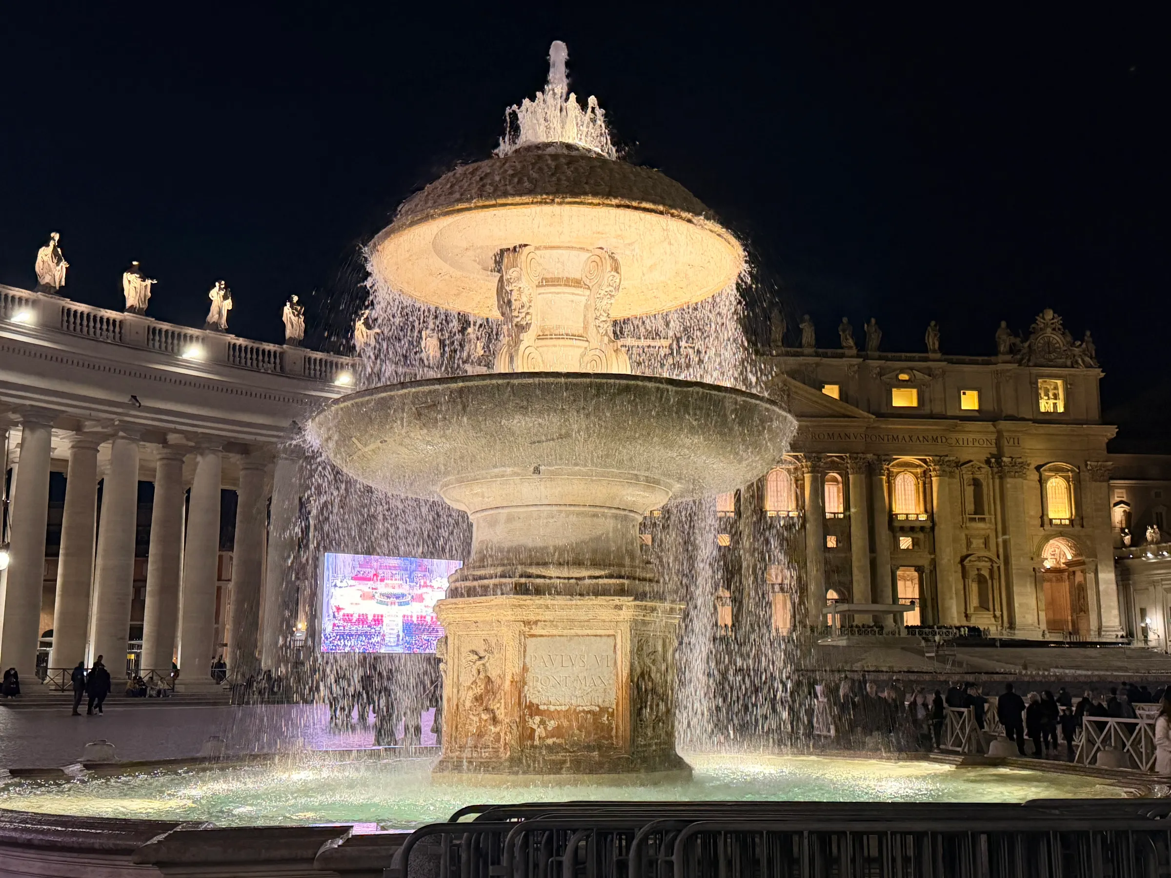 Pretty fountain at St. Peter’s square.