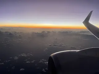 Nice sunset as we approached Panama City. It was dark by the time we landed. But this was a good view at 35k feet in the air.