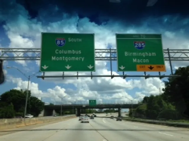 Alabama is very green. The drive was nice! It was fun watching Denise book our hotel for the night. I was very calm and supportive as she struggled to do my job. :-) she did great, in the end.