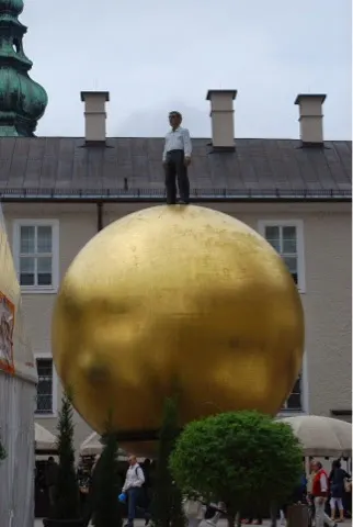 A man on top of the world? This is found in one of the main plazas in Old Salzburg. I have no idea why.....