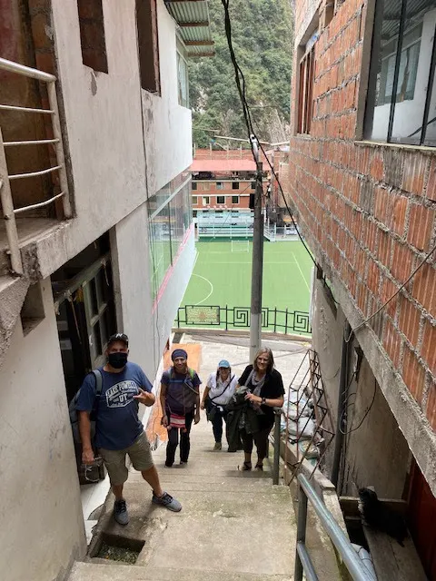 This is looking down the stairs from the Picos House. What you see in the distance is a soccer field.