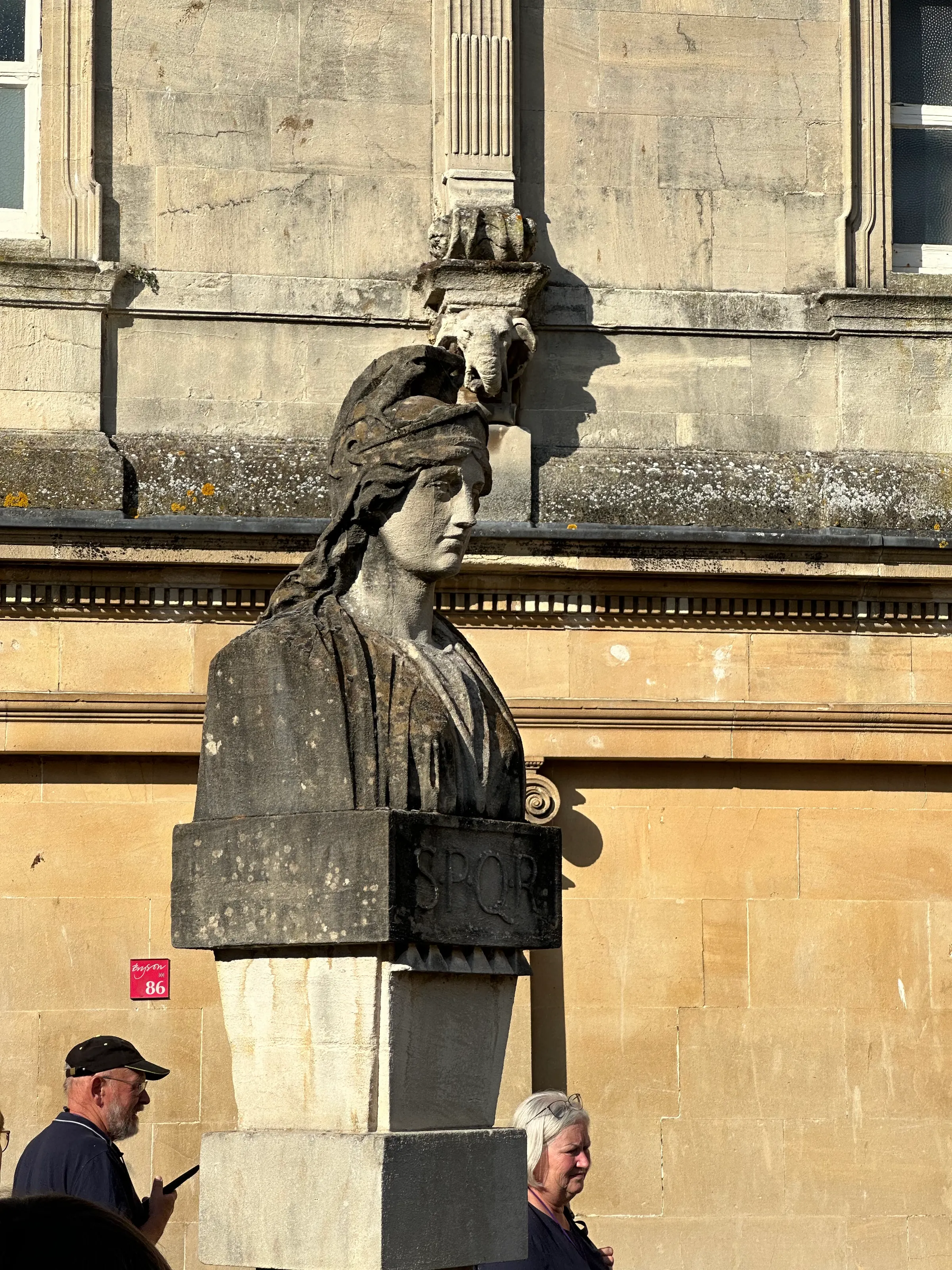 One of the many statues around the large Roman bath.
