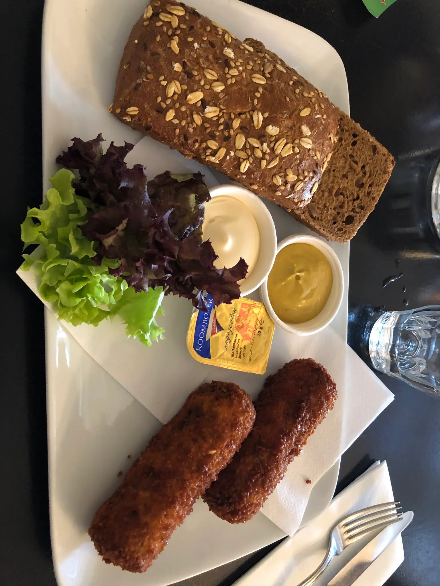 Lunch. I can’t remember what they were allied. Croquettes or something like that.