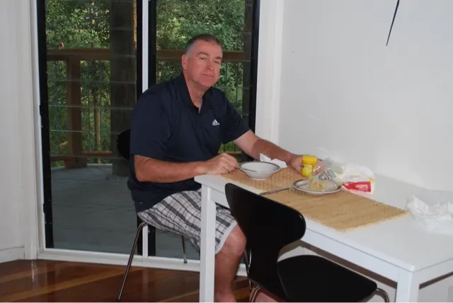 Me finishing my cereal and toast breakfast....