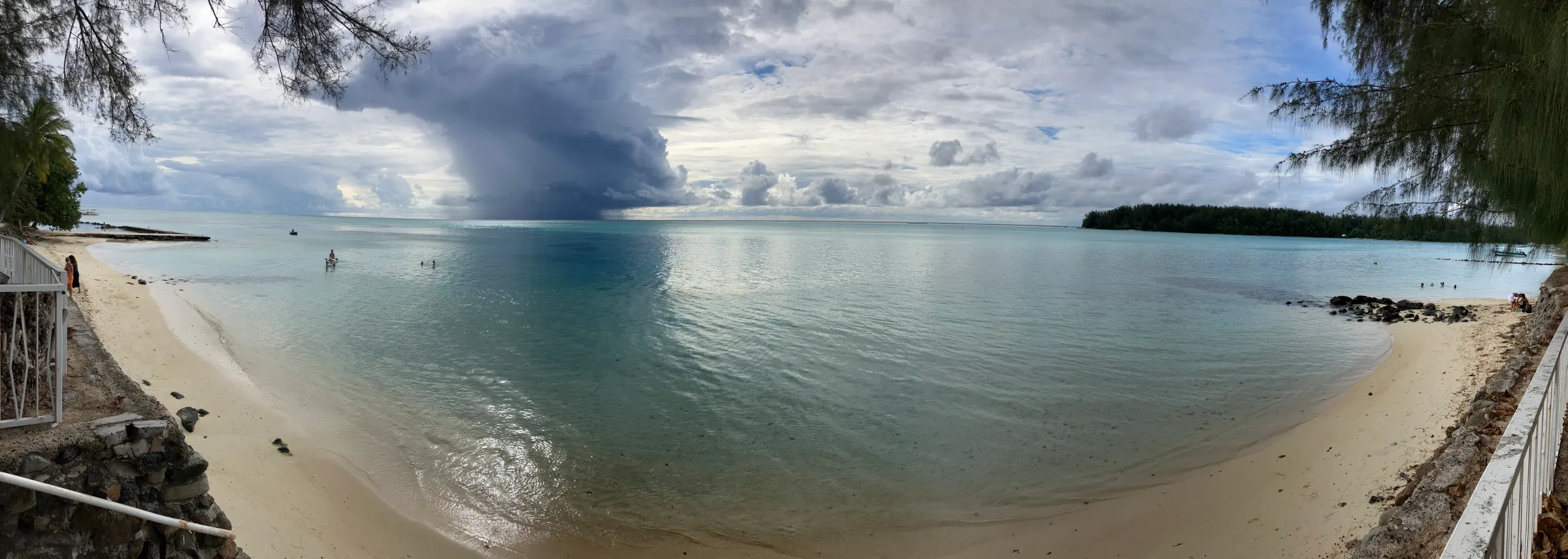You can see the small storm out a bit on the sea. This is Tiahura beach where we stopped and walked a bit.