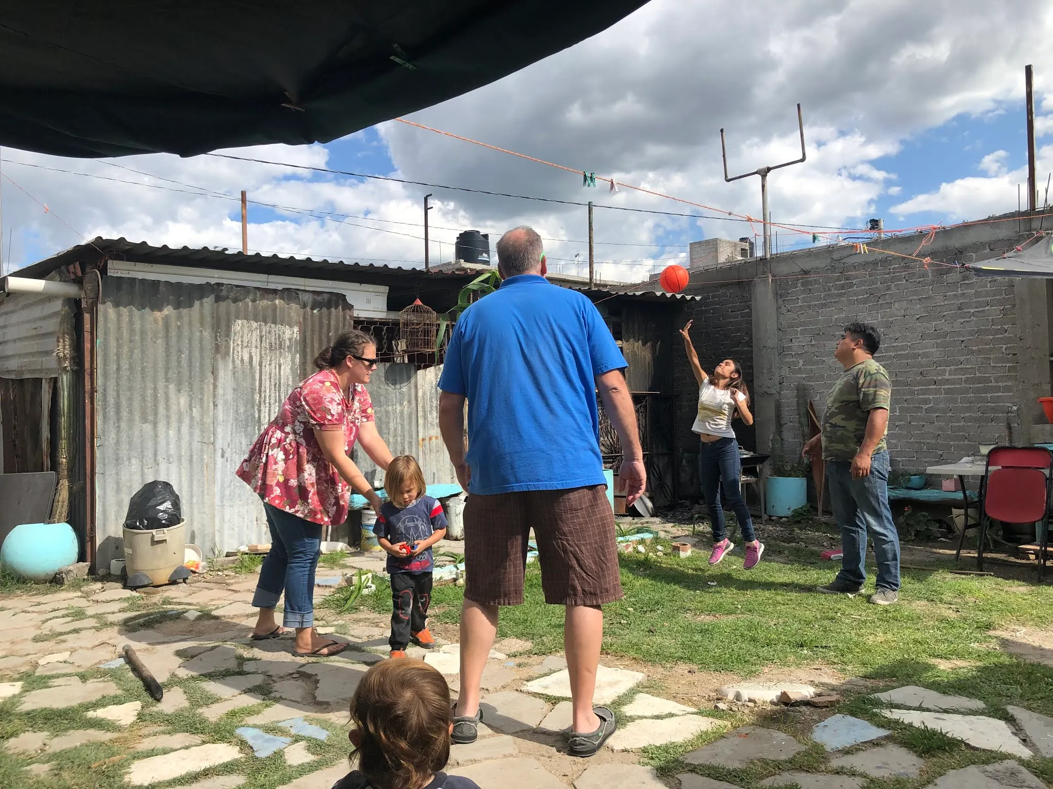 Neza strung a string across the courtyard and EVERYONE rotated in to play a game of volleyball. Karlie and I dominated of course! :-)