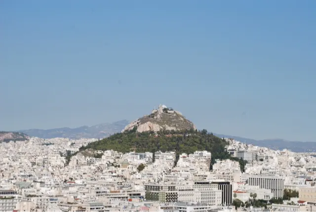 Athens sprawls around the Acropolis. This is only a small section of it around the Vetos hill....