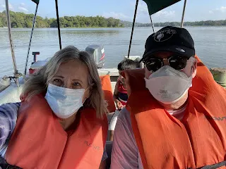 Can we be any safer? Head protected, eyes protected, can’t breath and a life preserver. Fortunately the water cooled the air and it felt pretty nice. The water was amazingly warm.