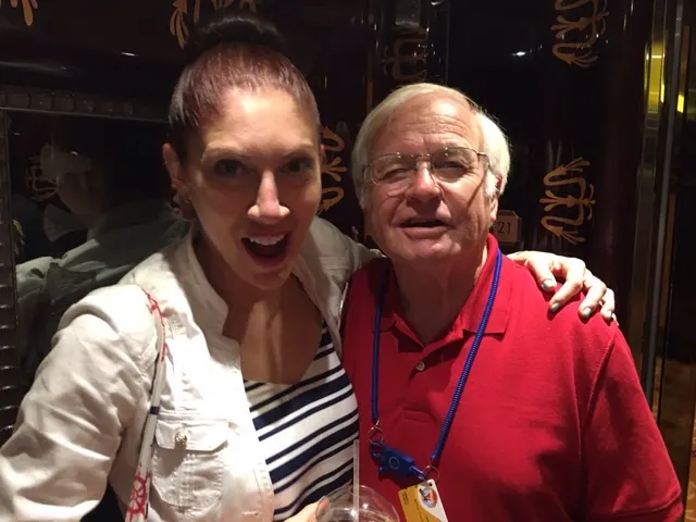 Dale with the Cruise Director (Jaimee). Leave it to Dale to catch up with the young Cruise Director.