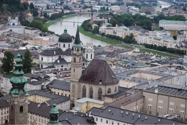 Looking down into Salzburg....