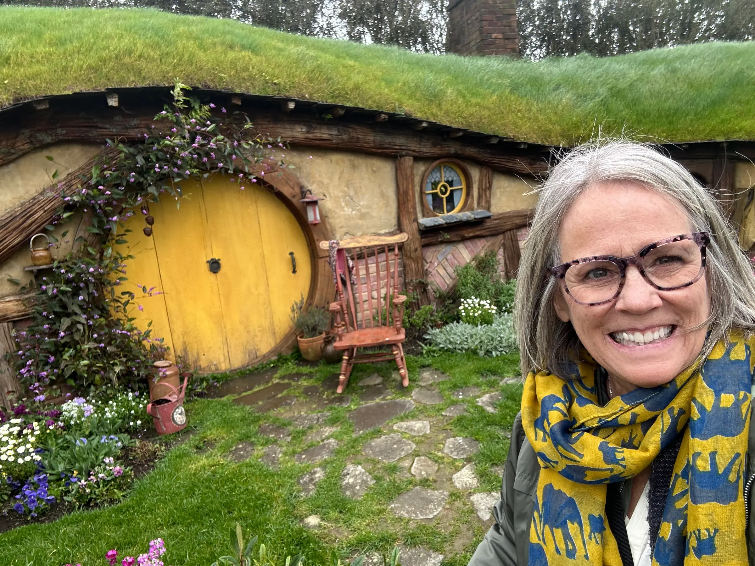 As you exit, because people complained that they never got to go into a hobbit hole, they created two holes that people could go into and admire. They are fairly new but beautifully constructed inside. I had to watch my head everywhere I turned.