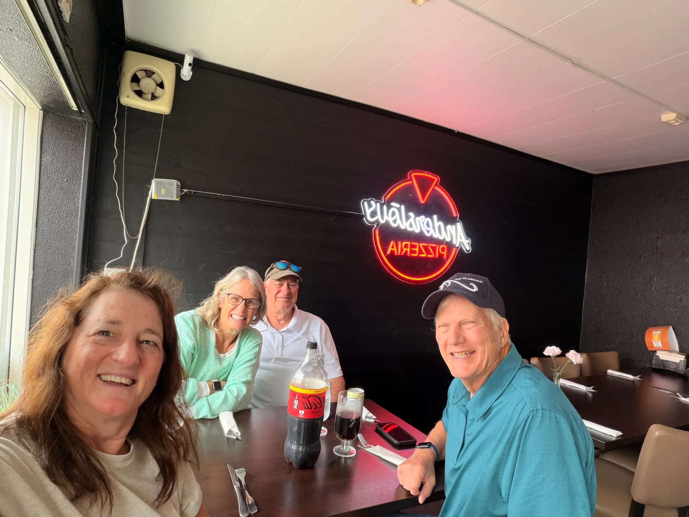 The group at the restaurant at lunch time.