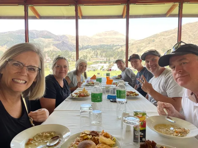 Our lunch table. We invited the fellow on the far end to join us. He was from England touring Peru and doing humanitarian work.