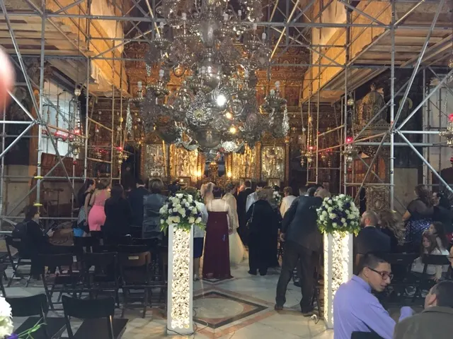 The Church of the Nativity. This is like the Salt Lake Temple in that brides and grooms are lined up to be married. You can see a wedding going on.