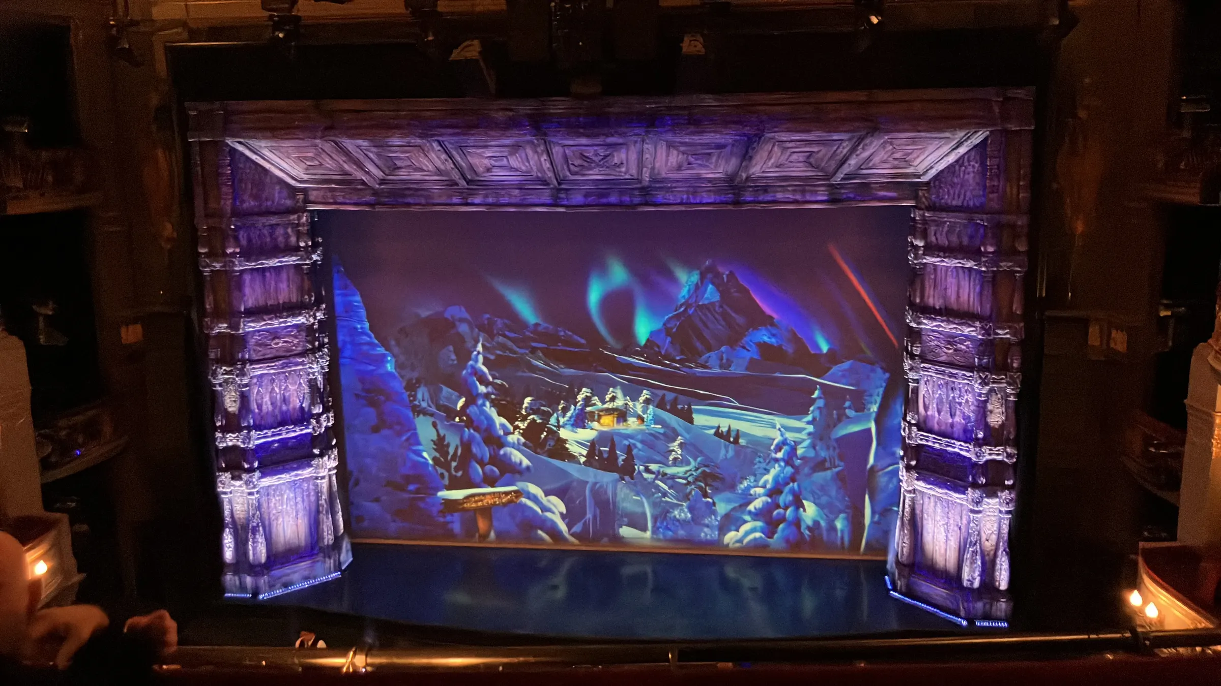 The Frozen set. It was pretty beautiful. It was the largest stage and theater that we’ve been to in London.