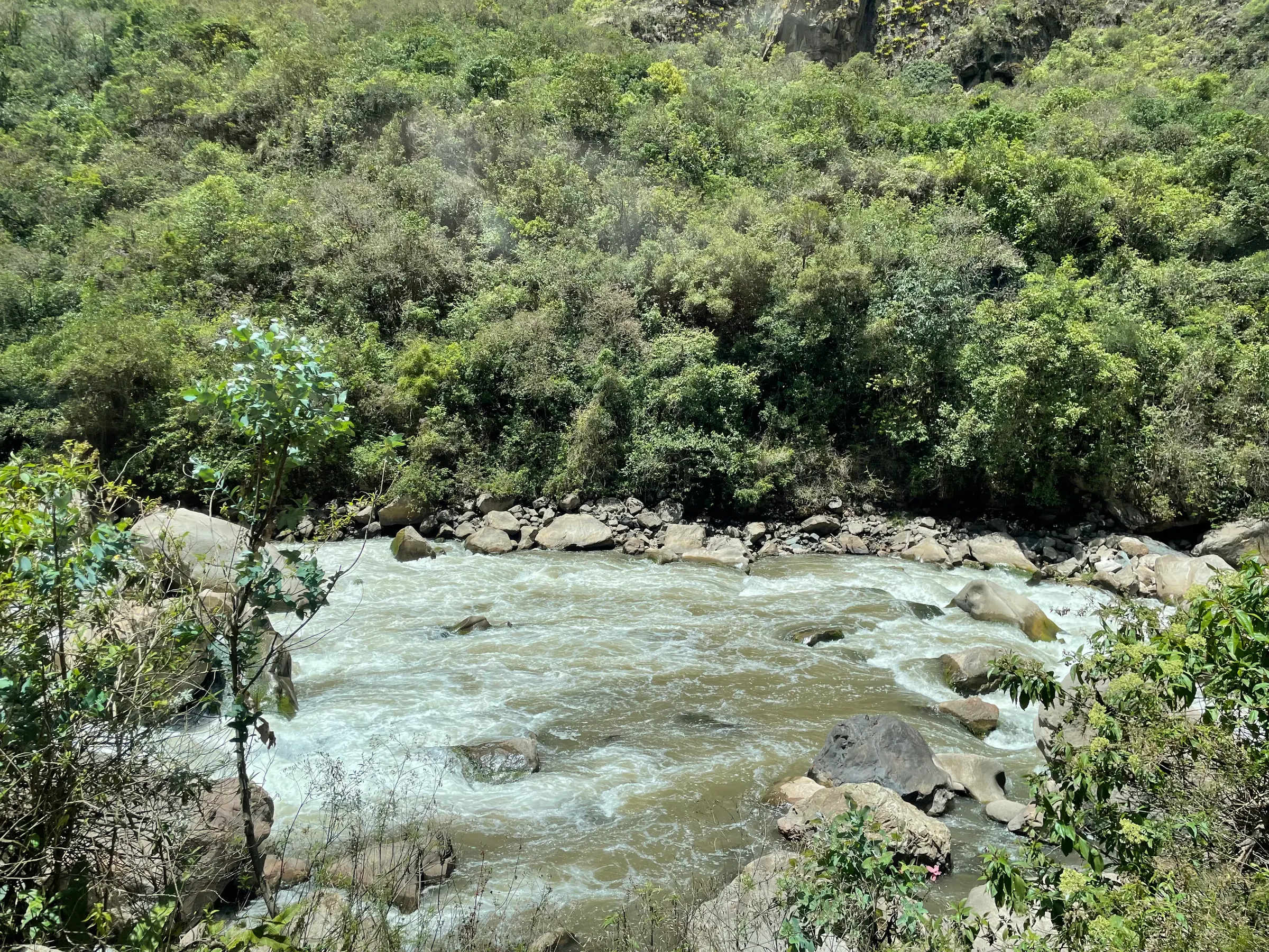 We followed this river all the way from MP Pueblo to Ollantaytambo. That ride it was jungle like. You felt like you were in an Indiana Jones movie. At Ollantaytambo the ecosystem changes and is much dryer and more agricultural.