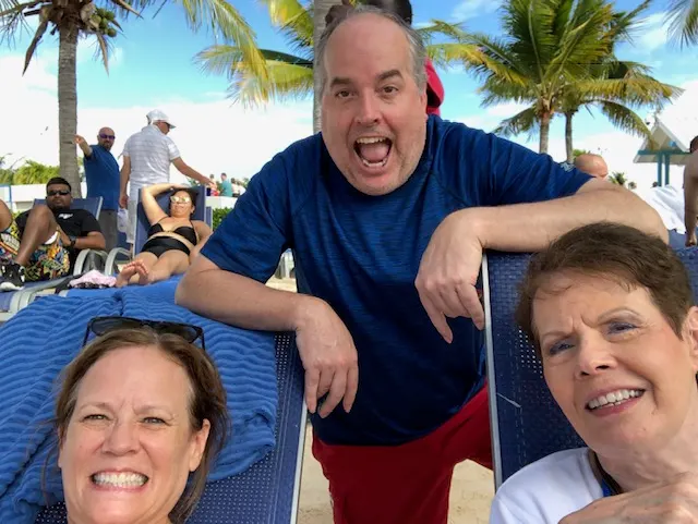 Mike, Denise and Julee having fun off the boat on the beach....