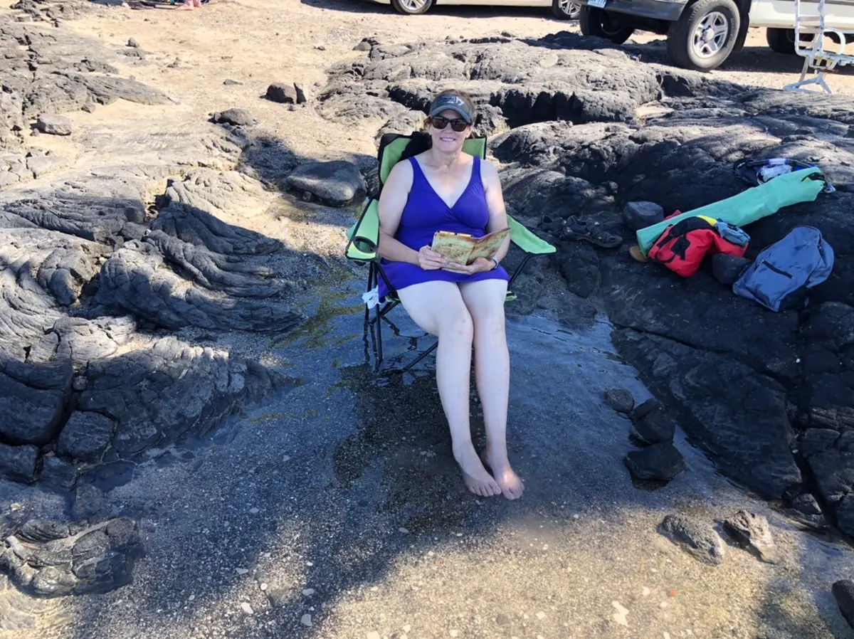 Enjoying her little pond at Two Step Beach...