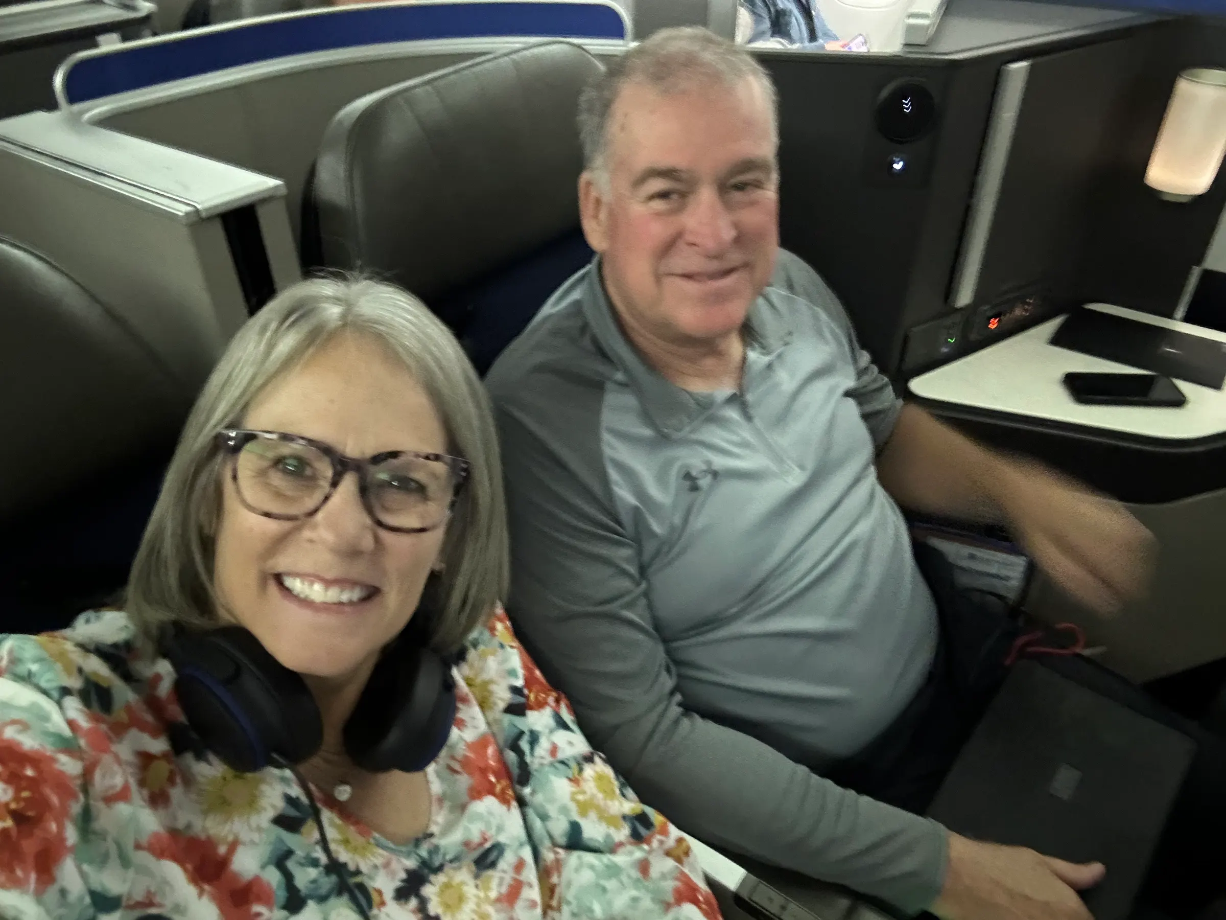 Our business class seats next to each other on the plane. Denise asked if I could switch seats so we could be near each other. Very nice it was.