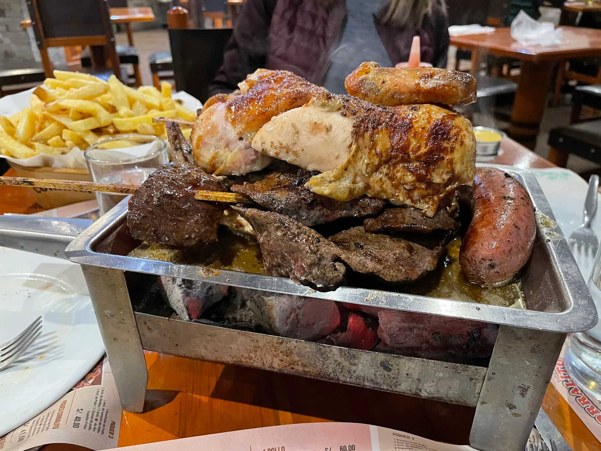 Our dinner tonight…what a pile of meat and French fries. We could not eat it all.