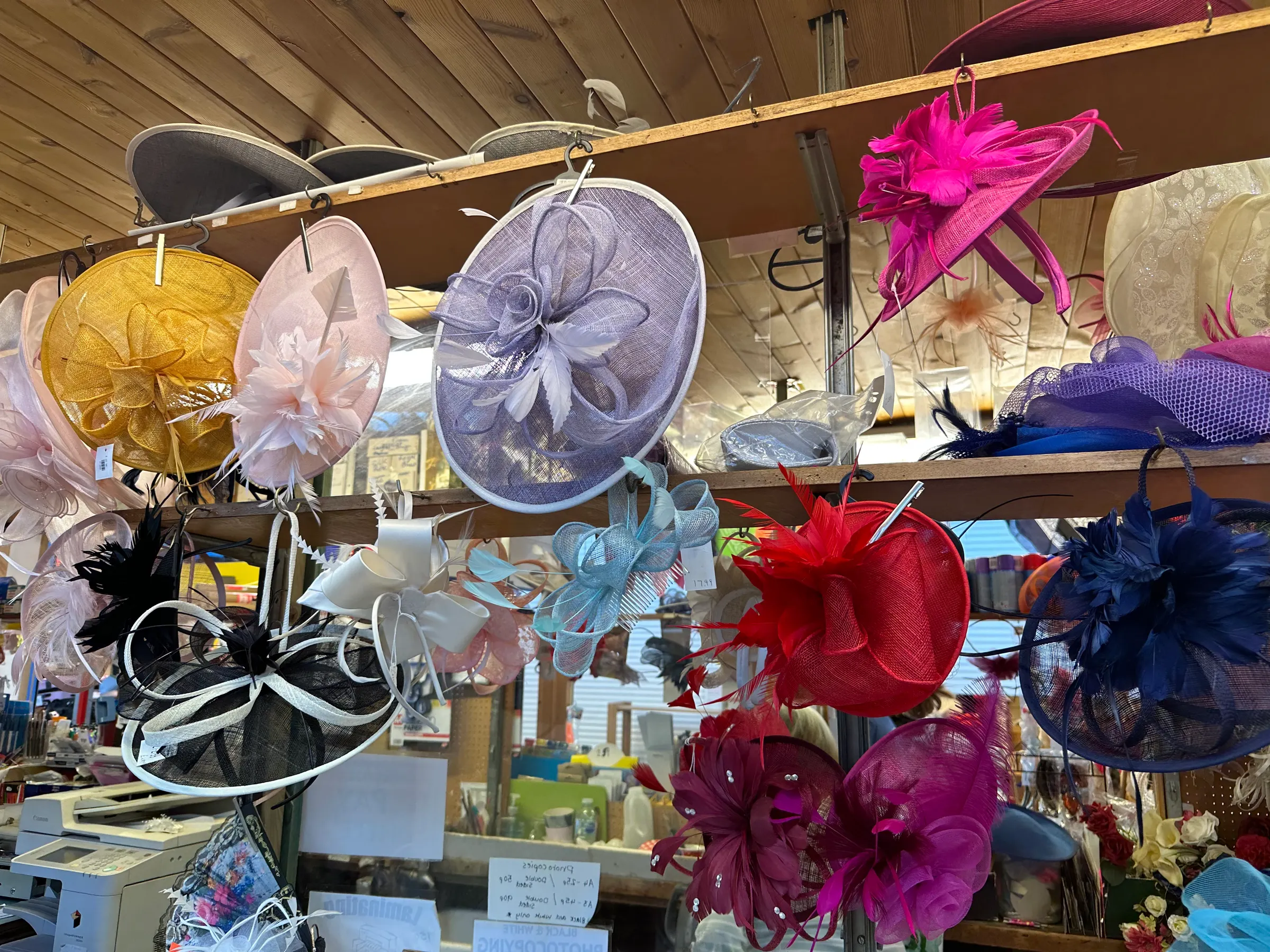 Some hats at one of the booths at the Swansea Marketplace.