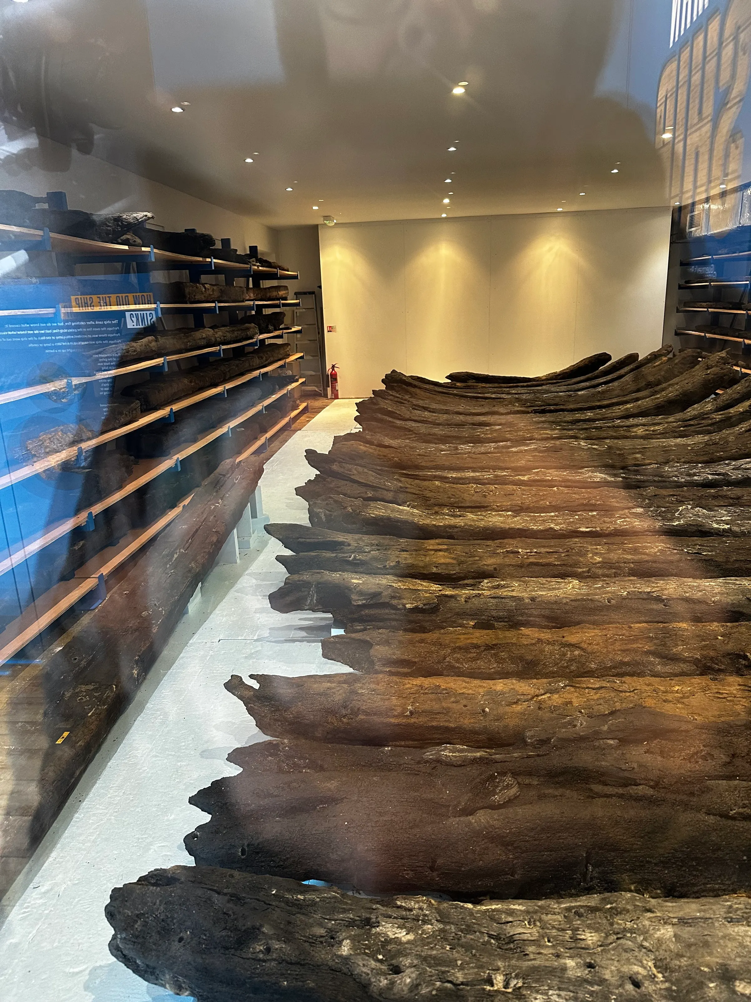 Across the street from the museum, next to the cafe, there was a special room that contained these remnants of a Roman ship that sunk around 90 AD. Pretty amazing.