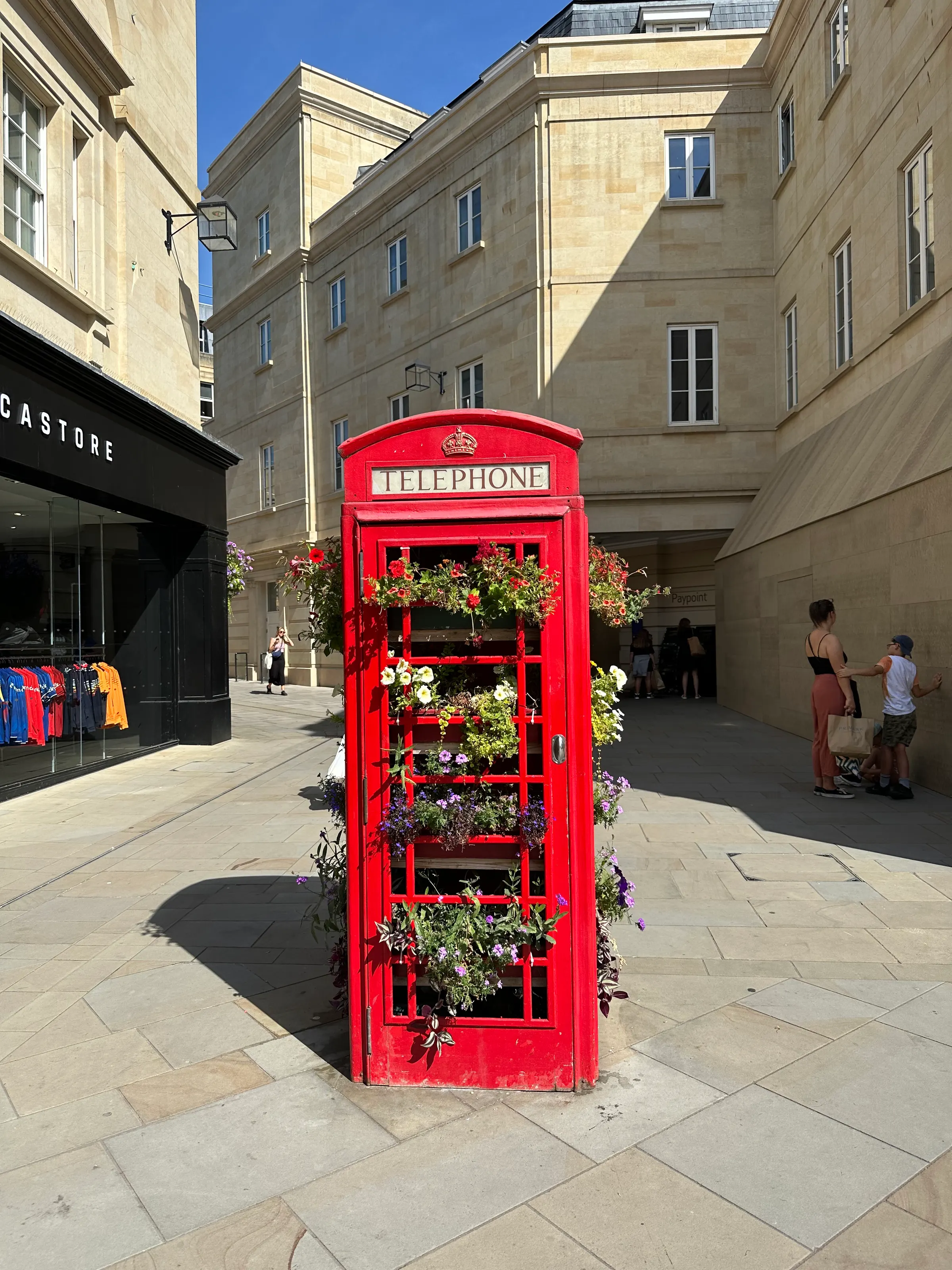 A decked out telephone booth.