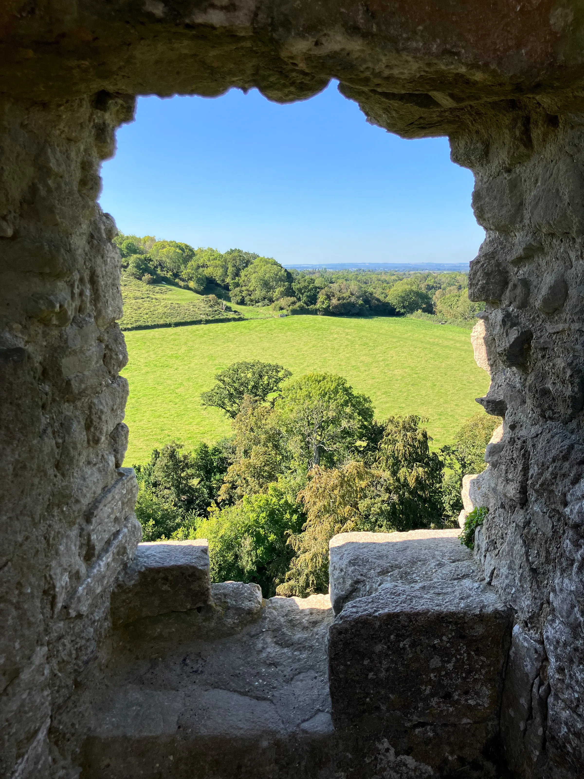 Looking out into the valley from Corfe Castle.