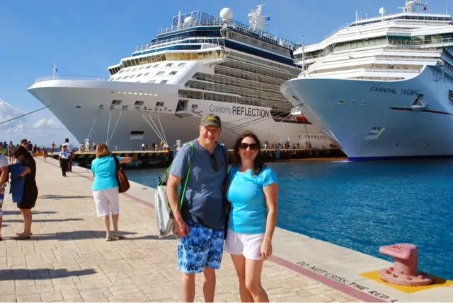 Kim and Ilene upon returning to our boat...the Celebrity Reflection.