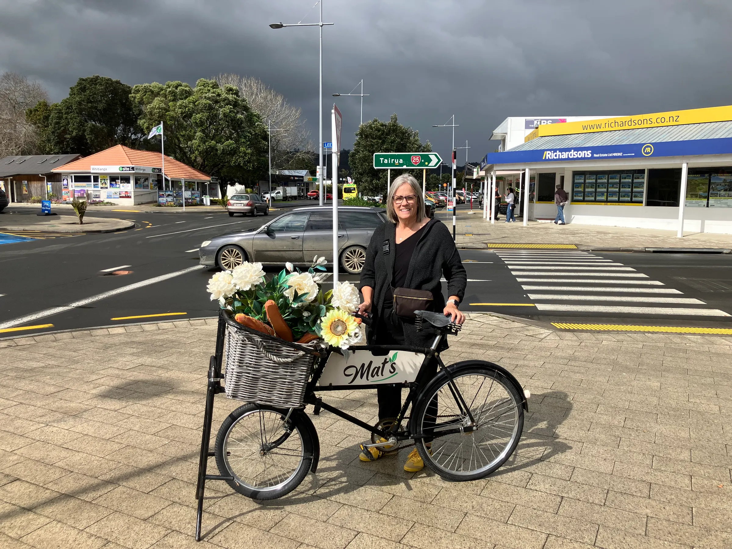 Denise found a new bike with lots of yellow flowers there.