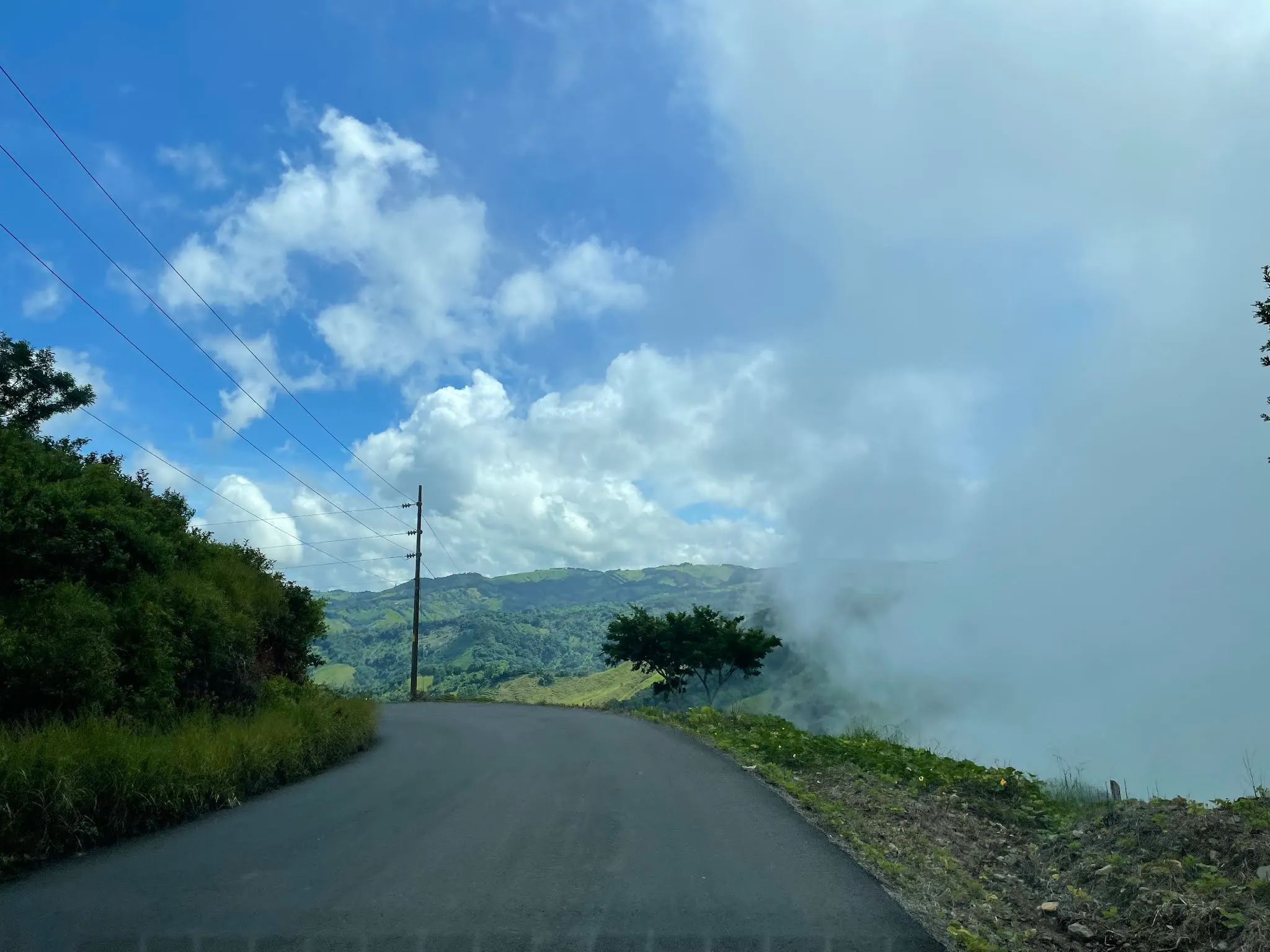 Great picture that showed the clouds we were in and the blue skies we eventually saw.