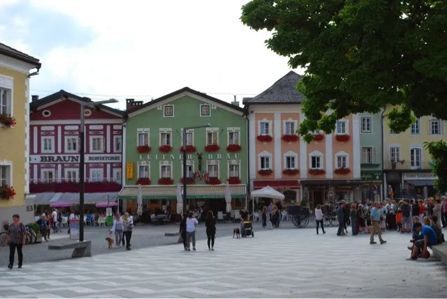 A square that had a church where the Captain married Maria....in the movie only. We ate struddle in the Cafe Braun...to the left.