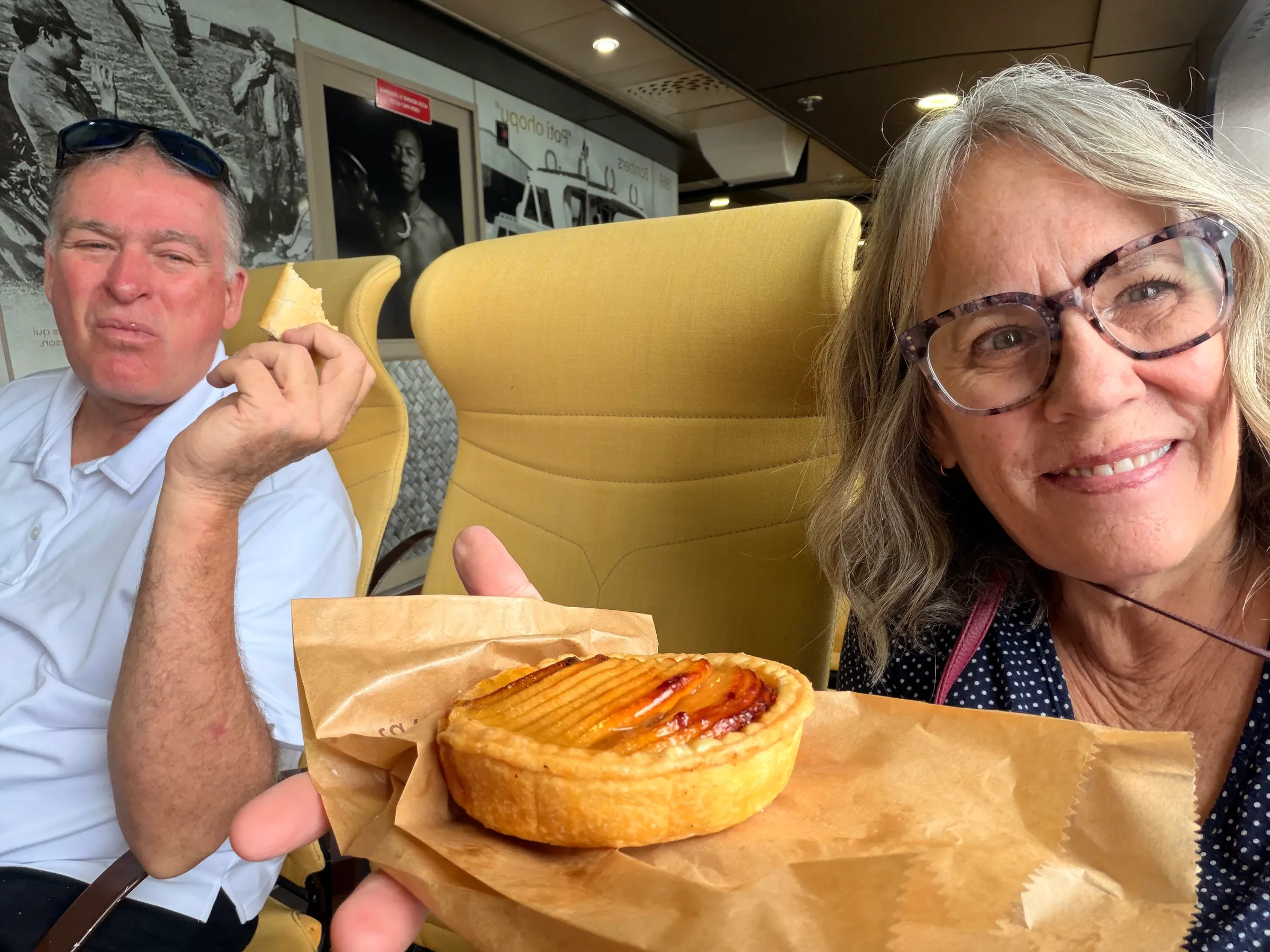 Finally, we found a French pastry . It happened to be on the ferry! Heck, the cheapest food we found was on the ferry.