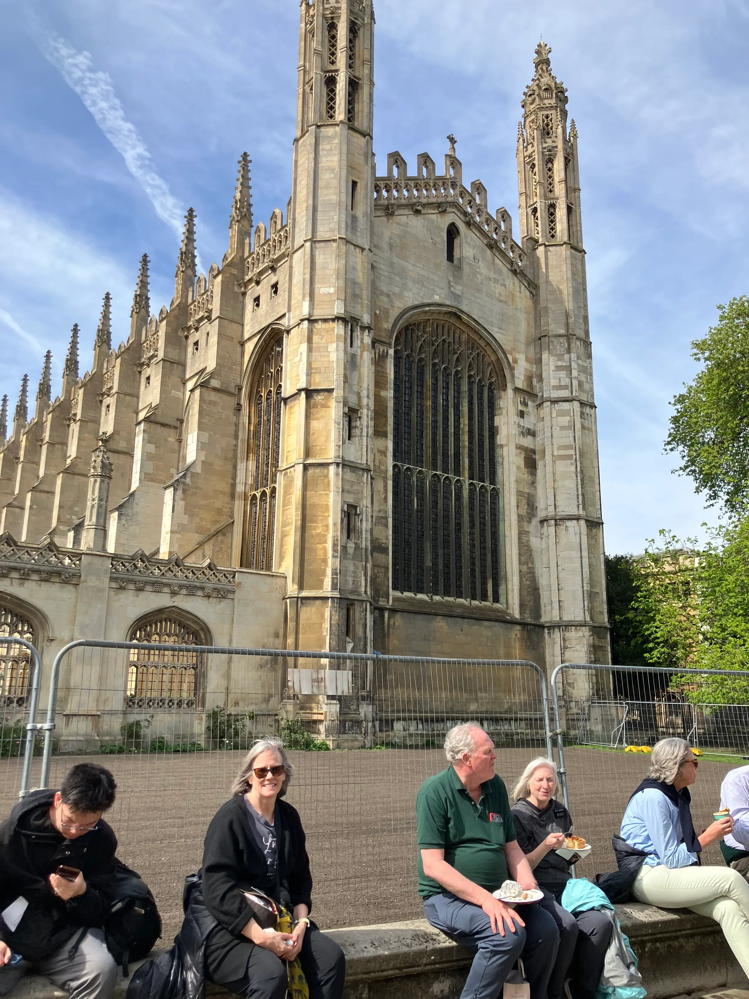 This is where we stopped to eat lunch across from Fitzbillies. This is King’s Chapel from the front of it. We did not go in. No one asked to. We probably should have to see its architecture…which is supposed to be pretty unique. You can see Denise, Dave and Anna.