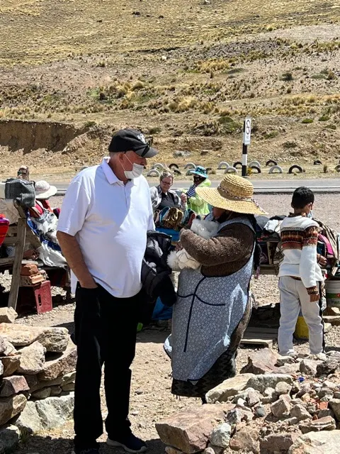 This lady wouldn’t let me go. Wanted me to buy a small alpaca rug. She started at 160 soles and by the end she was down to 100 soles. That is $40 down to $25. I kept telling her that I did not have room in my bags for such. She worked hard to make it look real small.