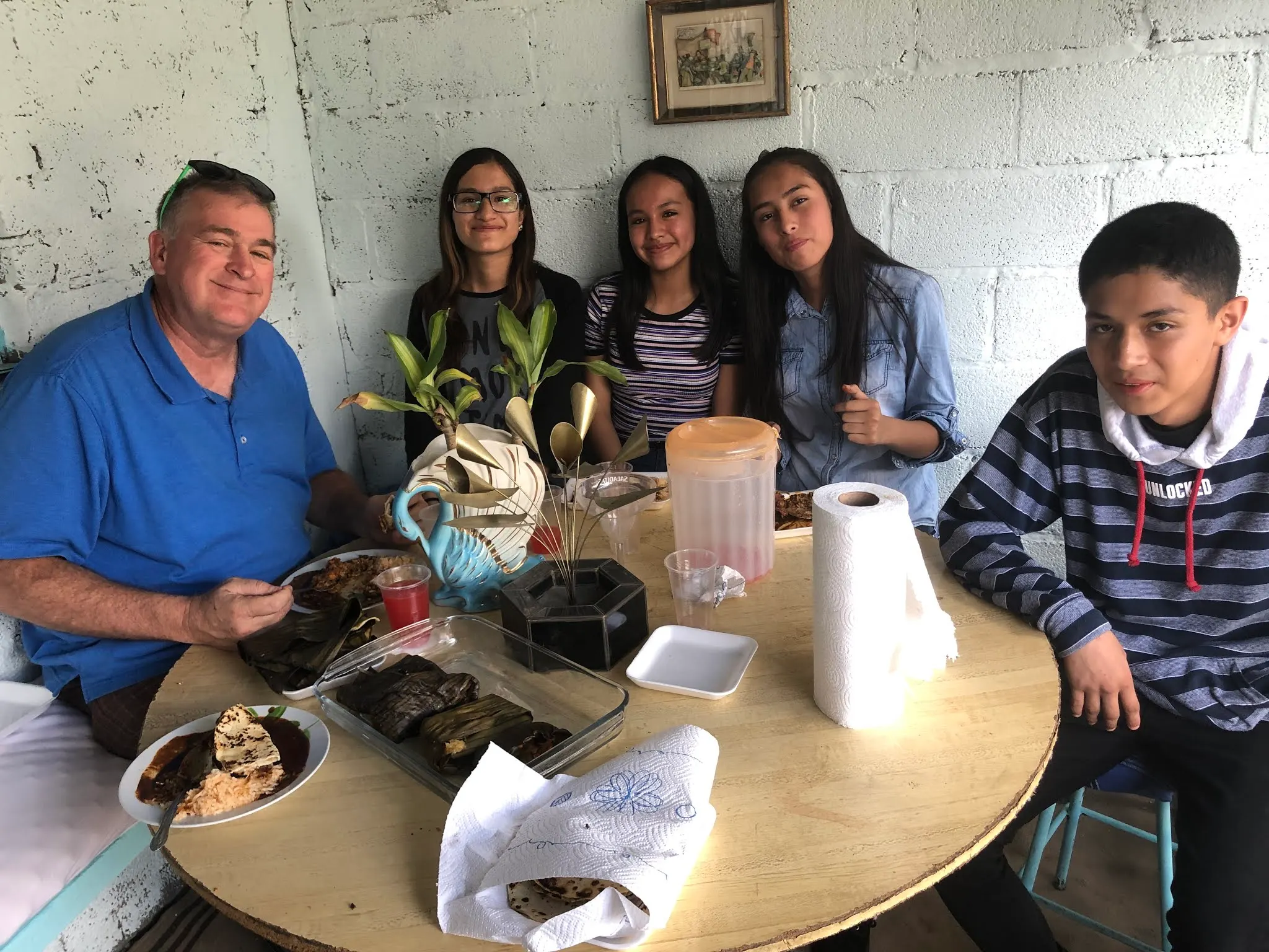 Me eating with my crew...all the teenagers there. We had a great time talking mostly Spanish with a little bit of English. I teased them about having Novios and Novias (boyfriends and girlfriends). They were so nice to us.