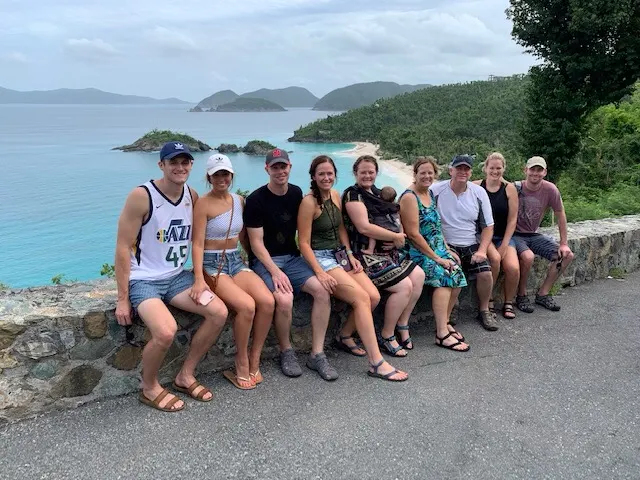 The clan overlooking Trunk Bay, St Johns.